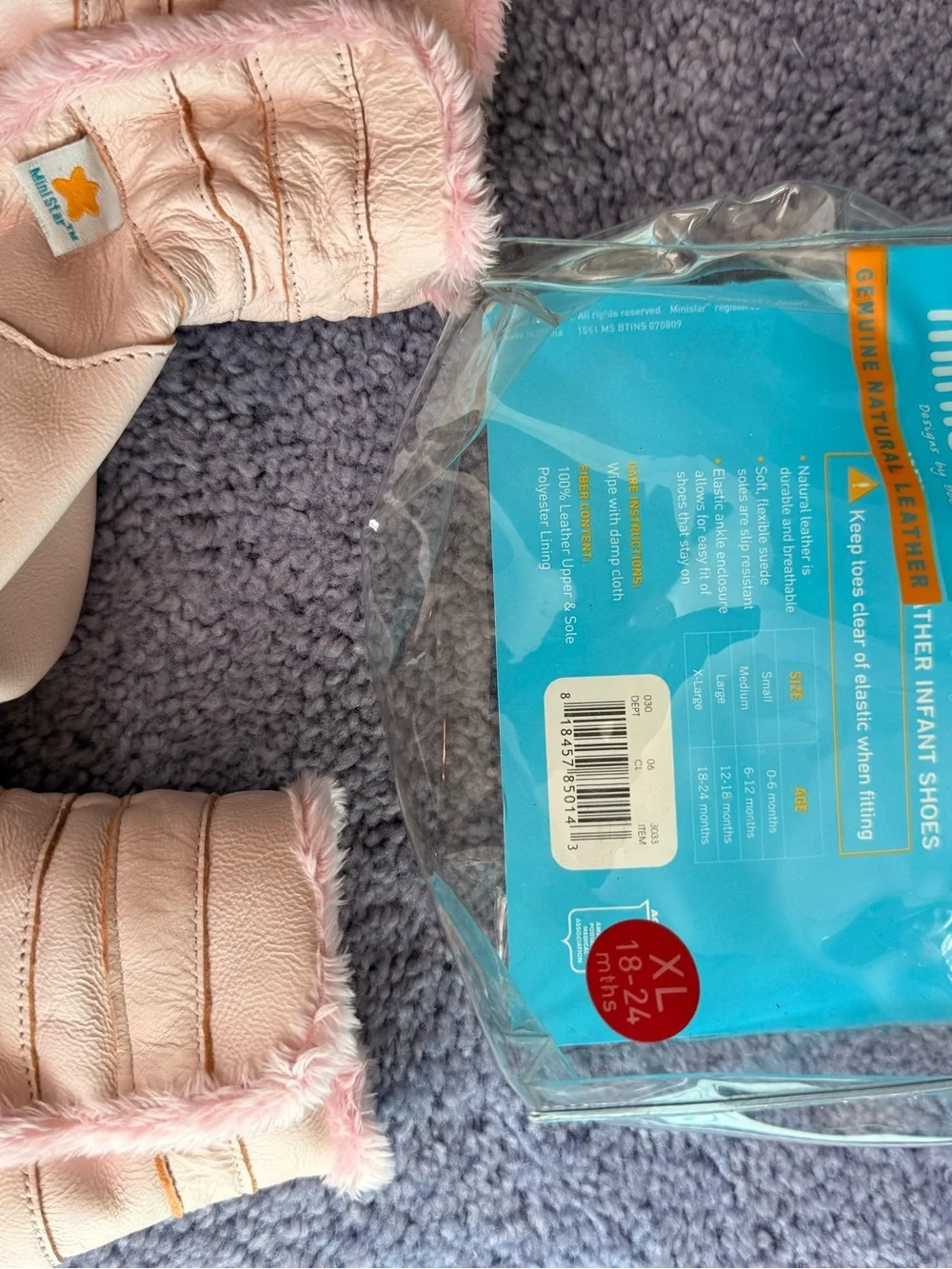 Children's Pink Faux-Fur Lined Leather Moccasin Slippers